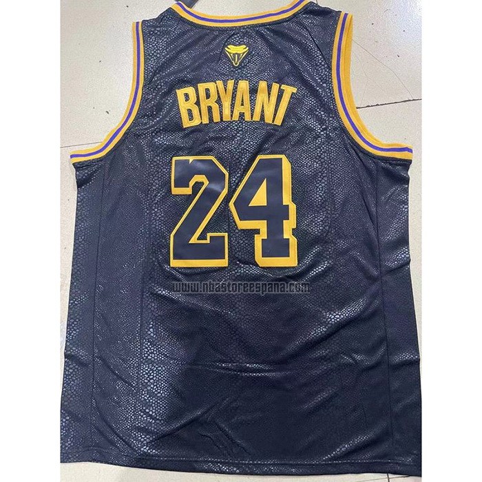 Camiseta Los Angeles Lakers Kobe Bryant NO 8 24 Black Mamba Snakeskin Negro
